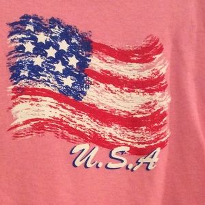 🇺🇸 Youth Pink tee with USA and flag, 100% cotton